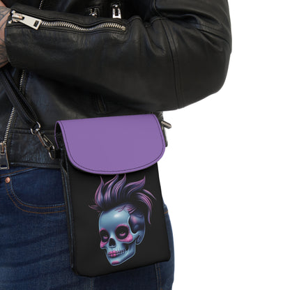 Violet Chaos Skull Crossbody Phone Bag