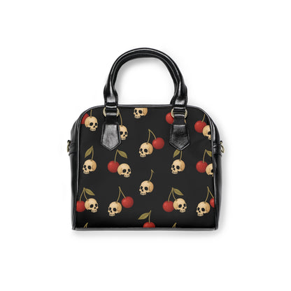 Gothic Cherries & Skulls handbag with cherry and skull motif
Alternative fashion gothic purse with playful skull design
Edgy punk rock handbag with cherries and skull artwork