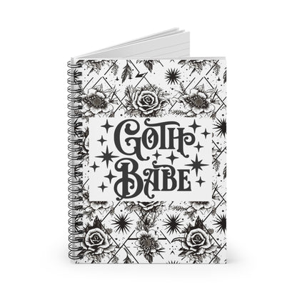 Goth Babe spiral journal notebook with gothic cover
Alternative fashion gothic notebook with spiral binding
Edgy goth journal for writing and sketching
