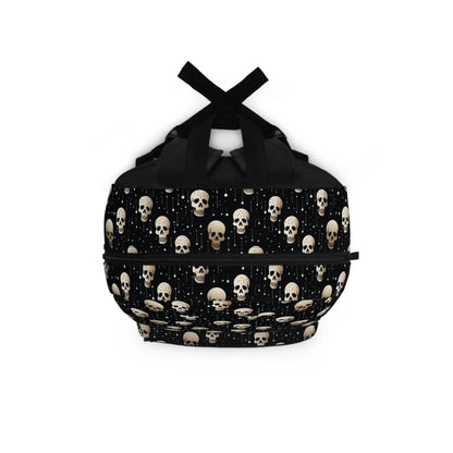 Classic skull backpack - alternative fashion accessory featuring timeless design and practical storage