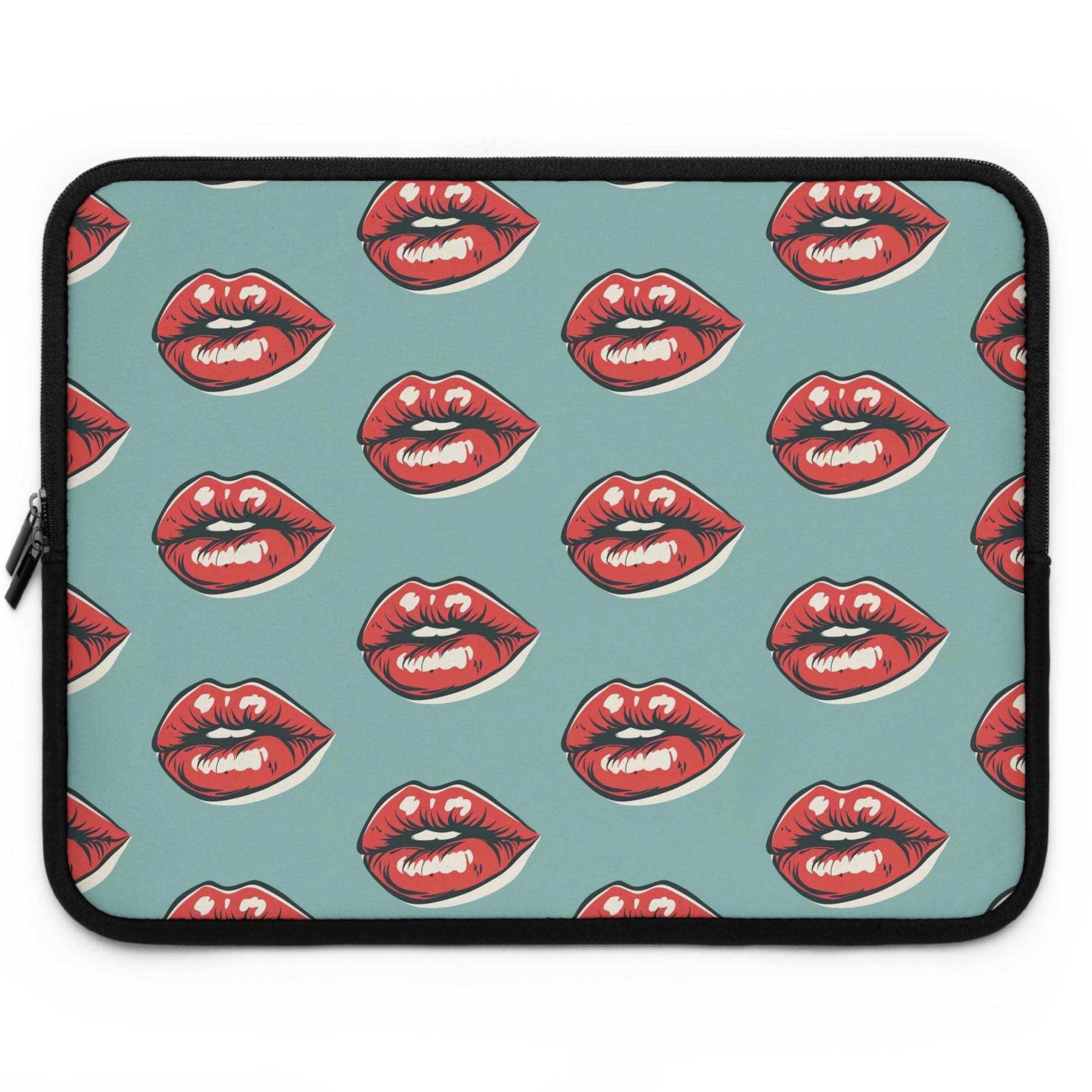 Alternative laptop sleeve with bold lip design - rock style tech accessory featuring protective construction