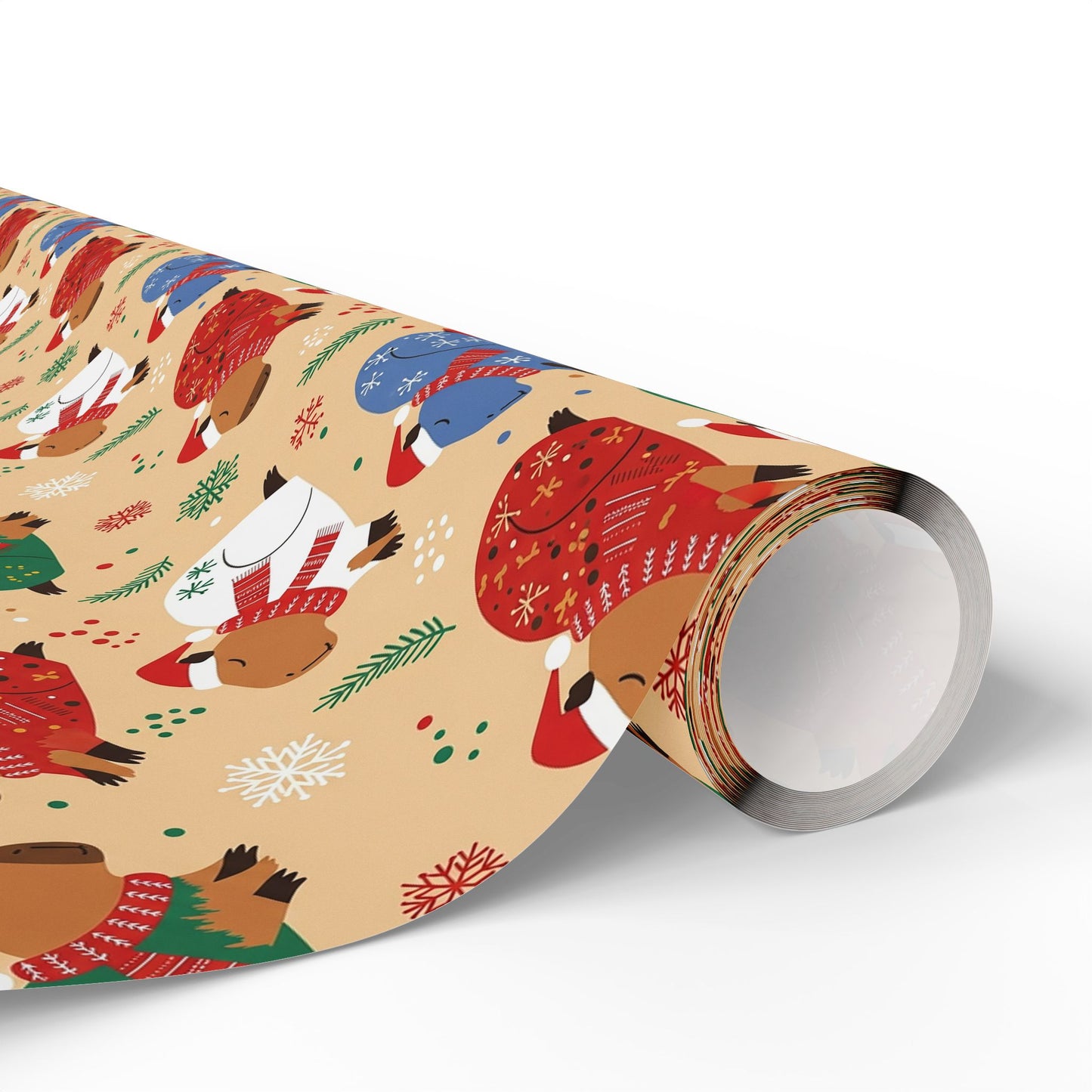 The Sleepiest Christmas Capybara Wrapping Paper — Multi-Color Holiday Animal Gift Wrap a