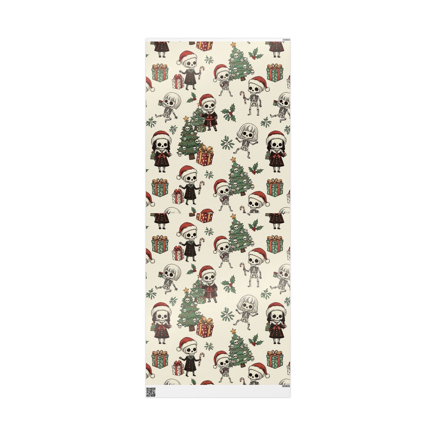 Deck The Halls With Little Skulls In Beige Holiday Gift Wrapping Paper