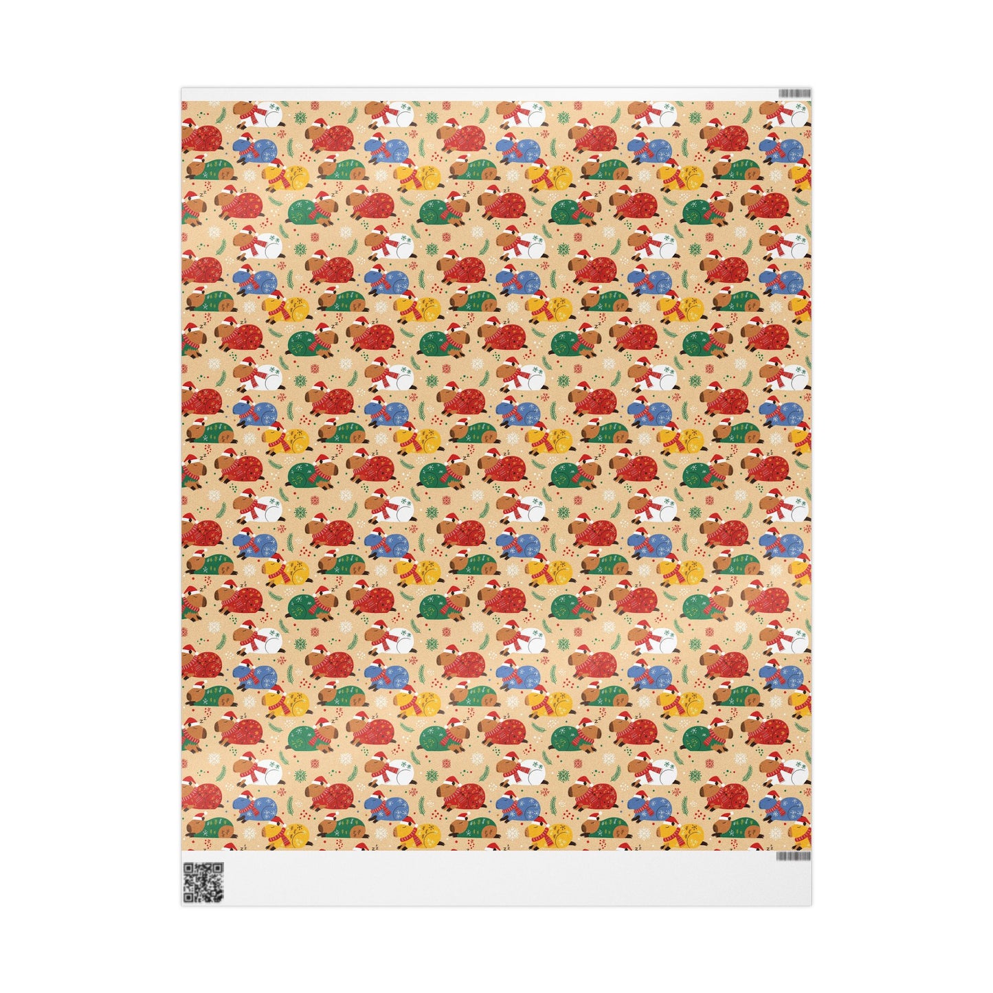 The Sleepiest Christmas Capybara Wrapping Paper — Multi-Color Holiday Animal Gift Wrap a