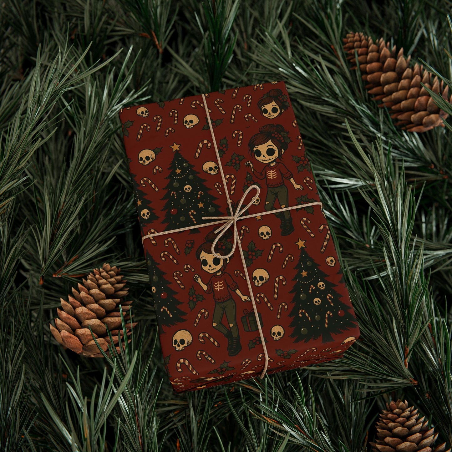 'Miss Sleigh' Gothmas Rebel Skull Gift Wrapping Paper