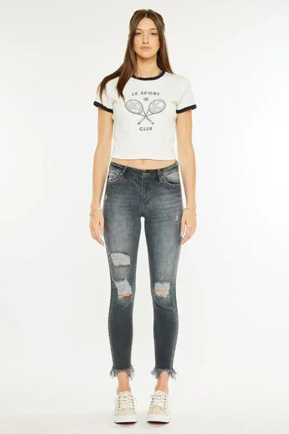 High Rise Distressed Ankle Kancan Skinny Jeans