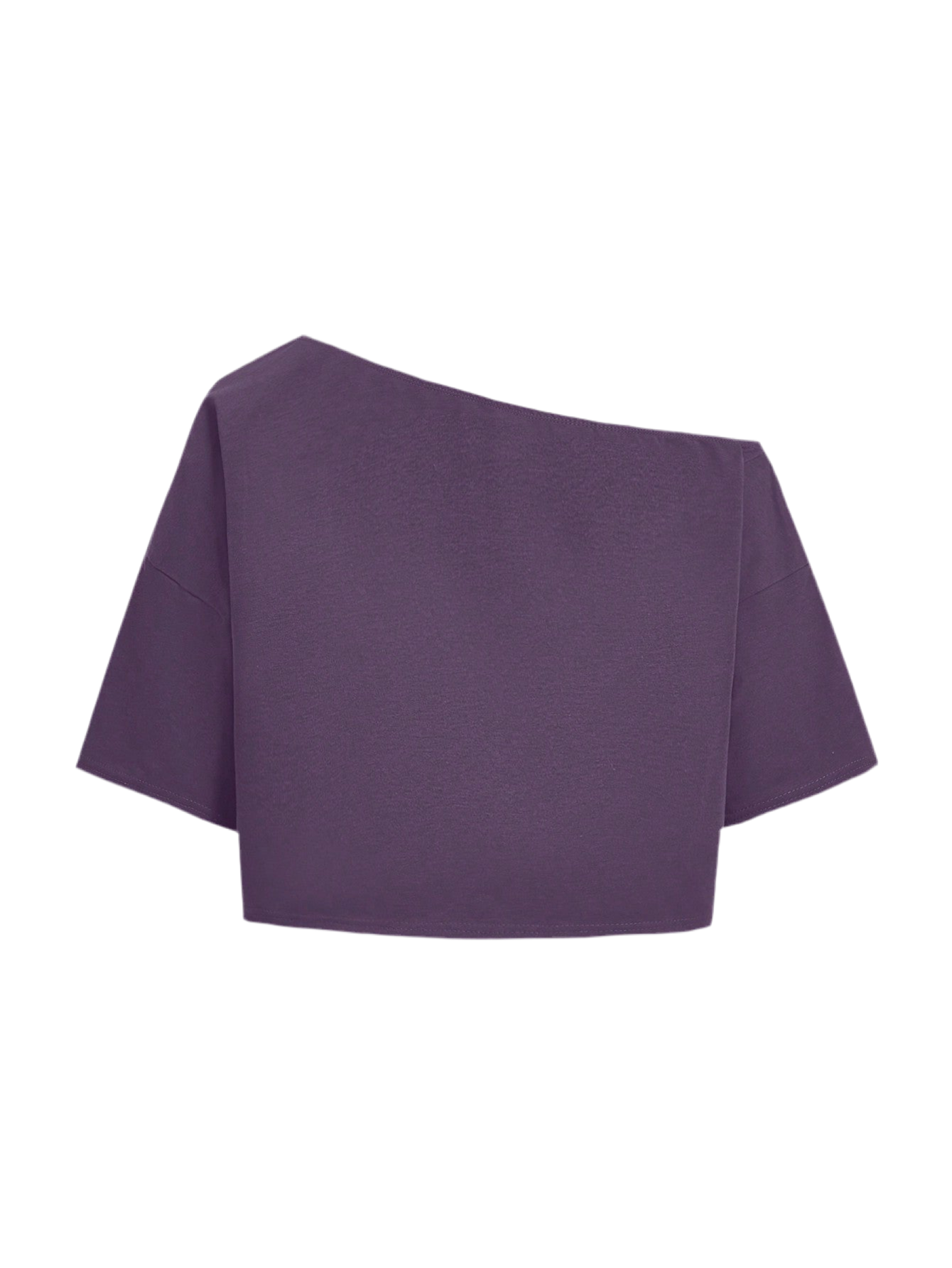 Purple gothic crop top featuring mystical black cat silhouette with floral wreath, stars, and crescent moon - alternative fashion S-5XL