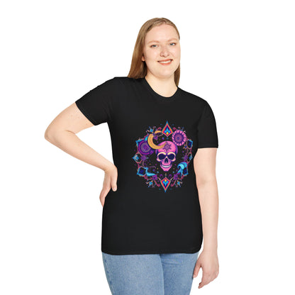 Camiseta gráfica de calavera y luna