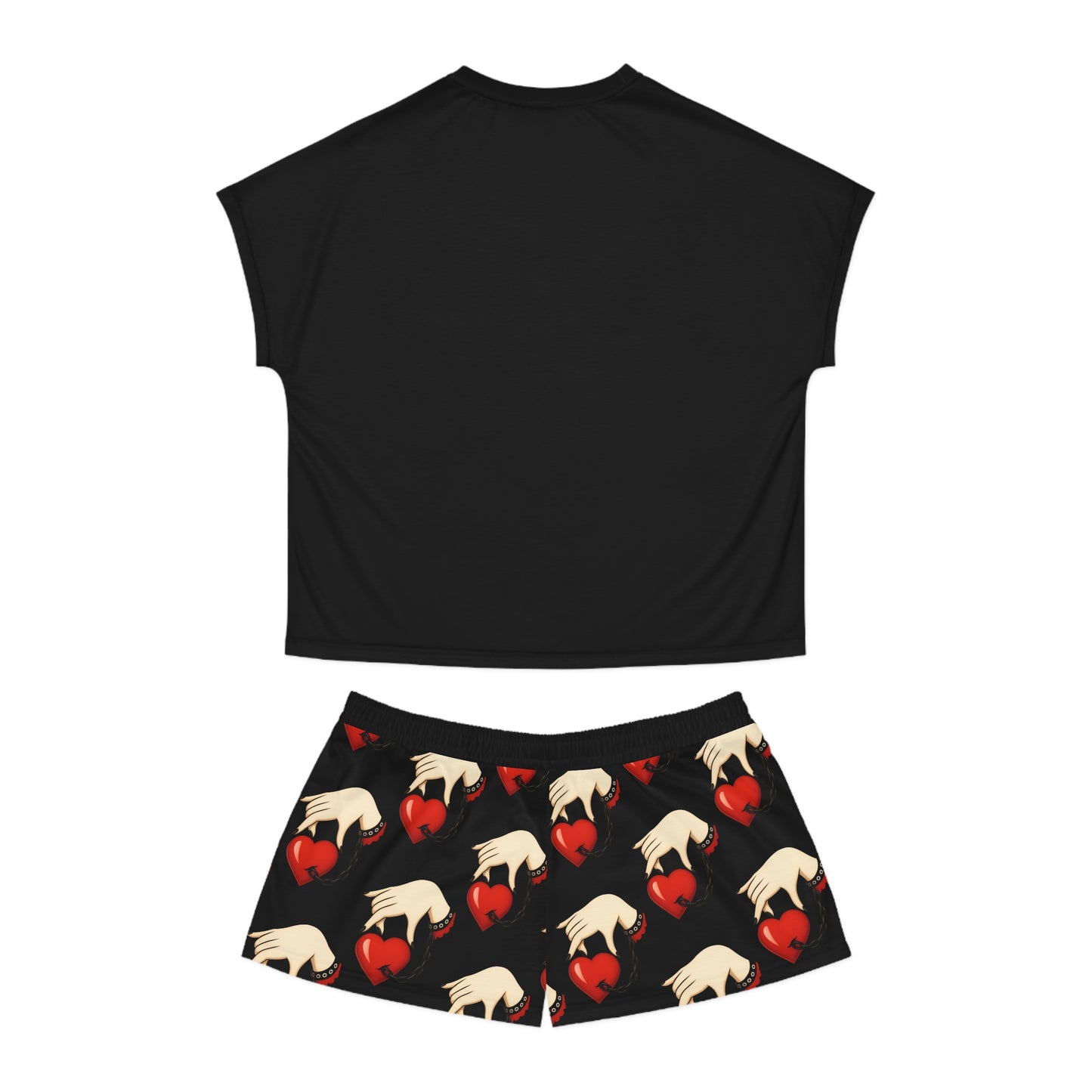 Pijama para mujer con un toque romántico, ropa de dormir acogedora, ropa de estar por casa bonita, regalo de San Valentín, pijama romántica, diseño de corazón AOP