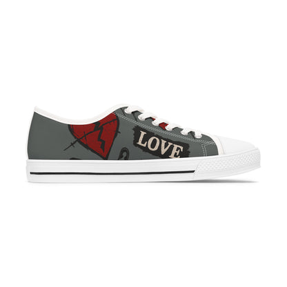 Barbed Love sneakers with gothic barbed heart motif
Edgy punk rock sneakers with barbed-wire heart design
Alternative fashion sneakers with rebellious gothic edge