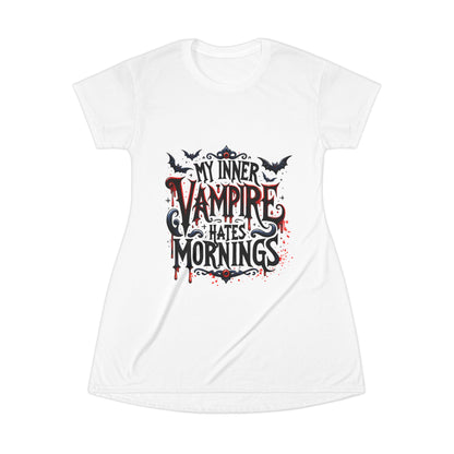 Gothic vampire sleep shirt in dark colors - comfortable alternative loungewear featuring nocturnal design and inclusive sizing S-5XL