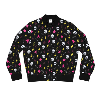 Graveveil gothic bomber jacket with dark motif

Alternative fashion bomber jacket in gothic style

Edgy punk rock bomber jacket for chaos queens