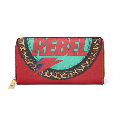 Rebel Rebel gothic wallet with floral motif
Alternative fashion gothic wallet with rebellious design
Edgy punk rock zippered wallet in crimson and black
