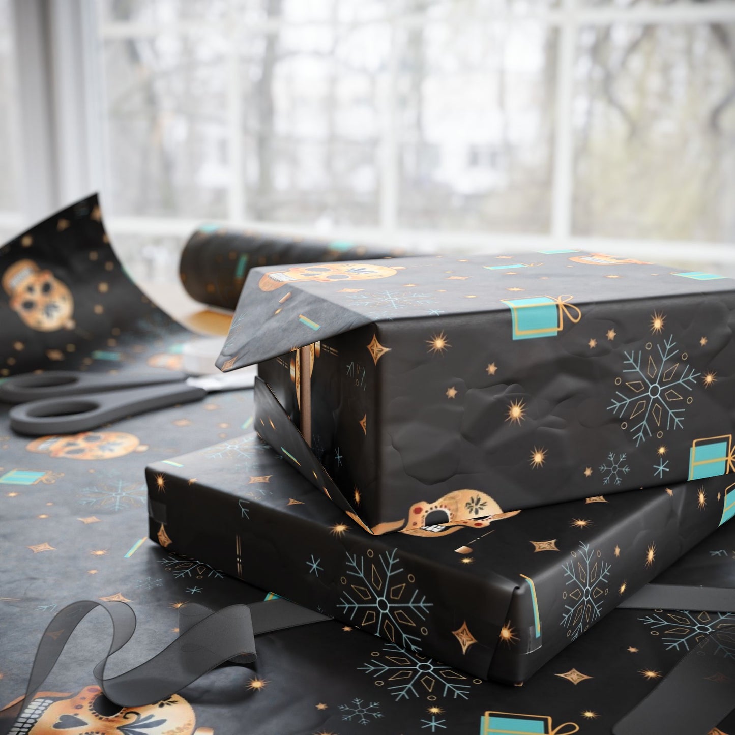 Sugar Cube Skull Christmas Wrapping Paper
