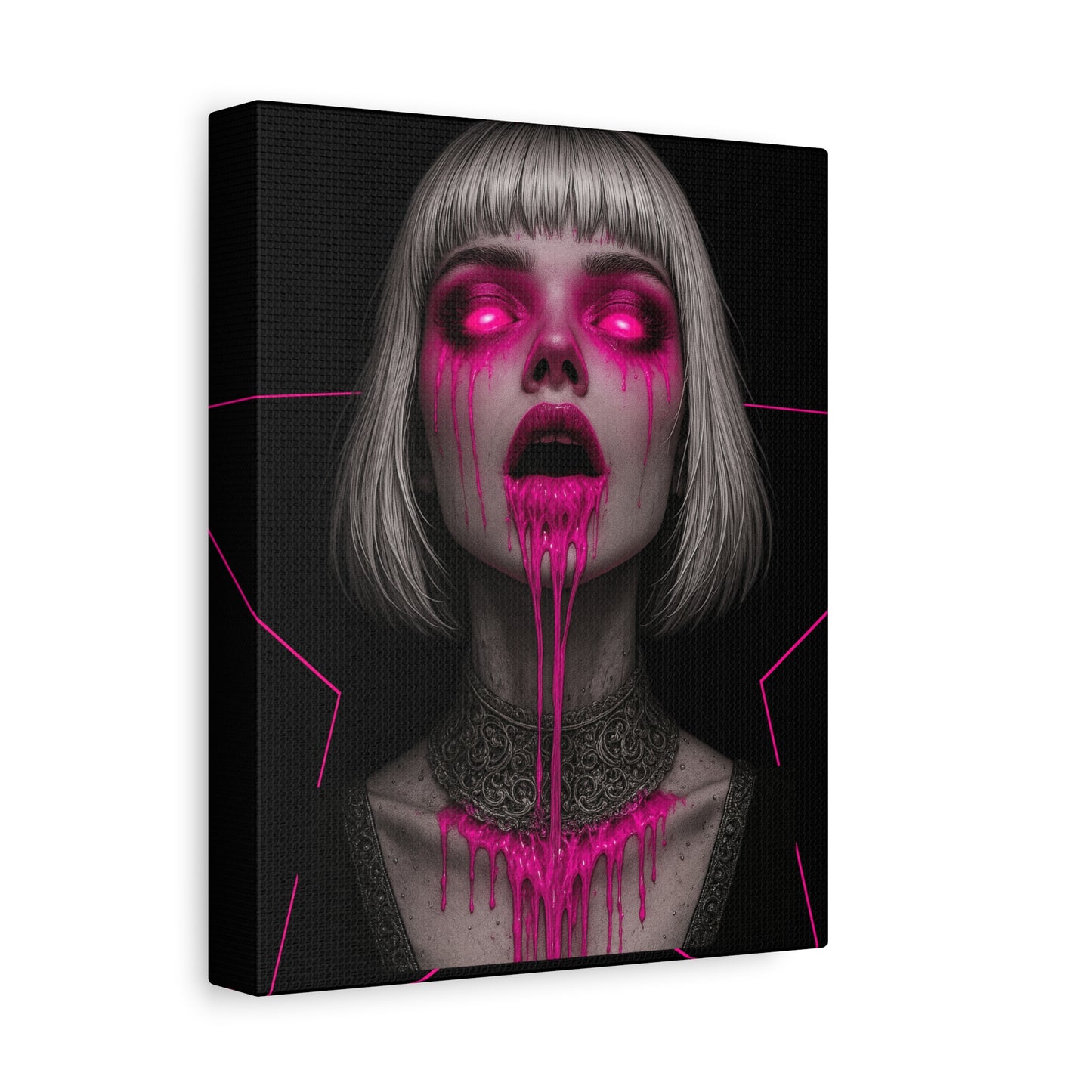 Neon Horror Portrait Canvas