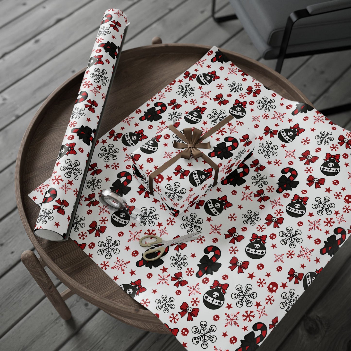 Walking With A Winter Skeleton Holiday Wrapping Paper - Pack of 10