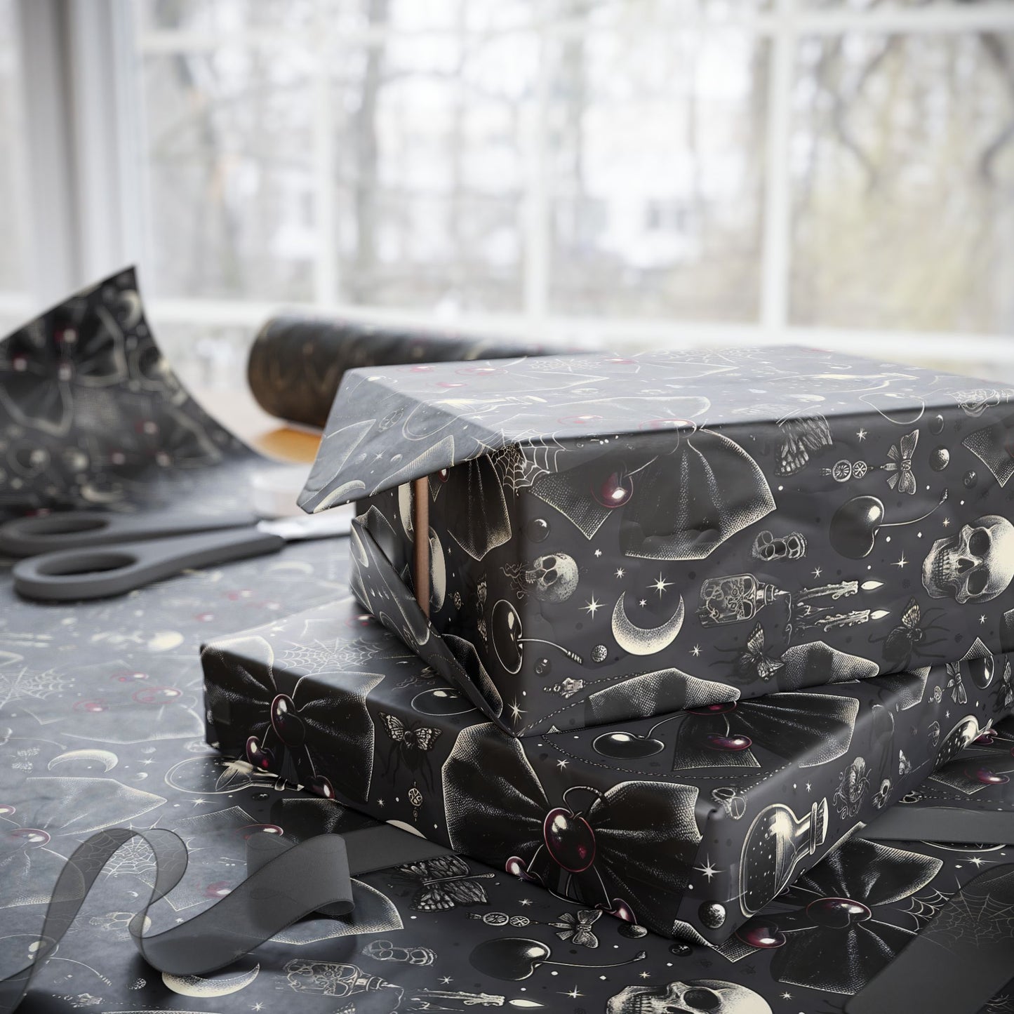 Bows, Bells and Remedy Gothic Holiday Wrapping Paper