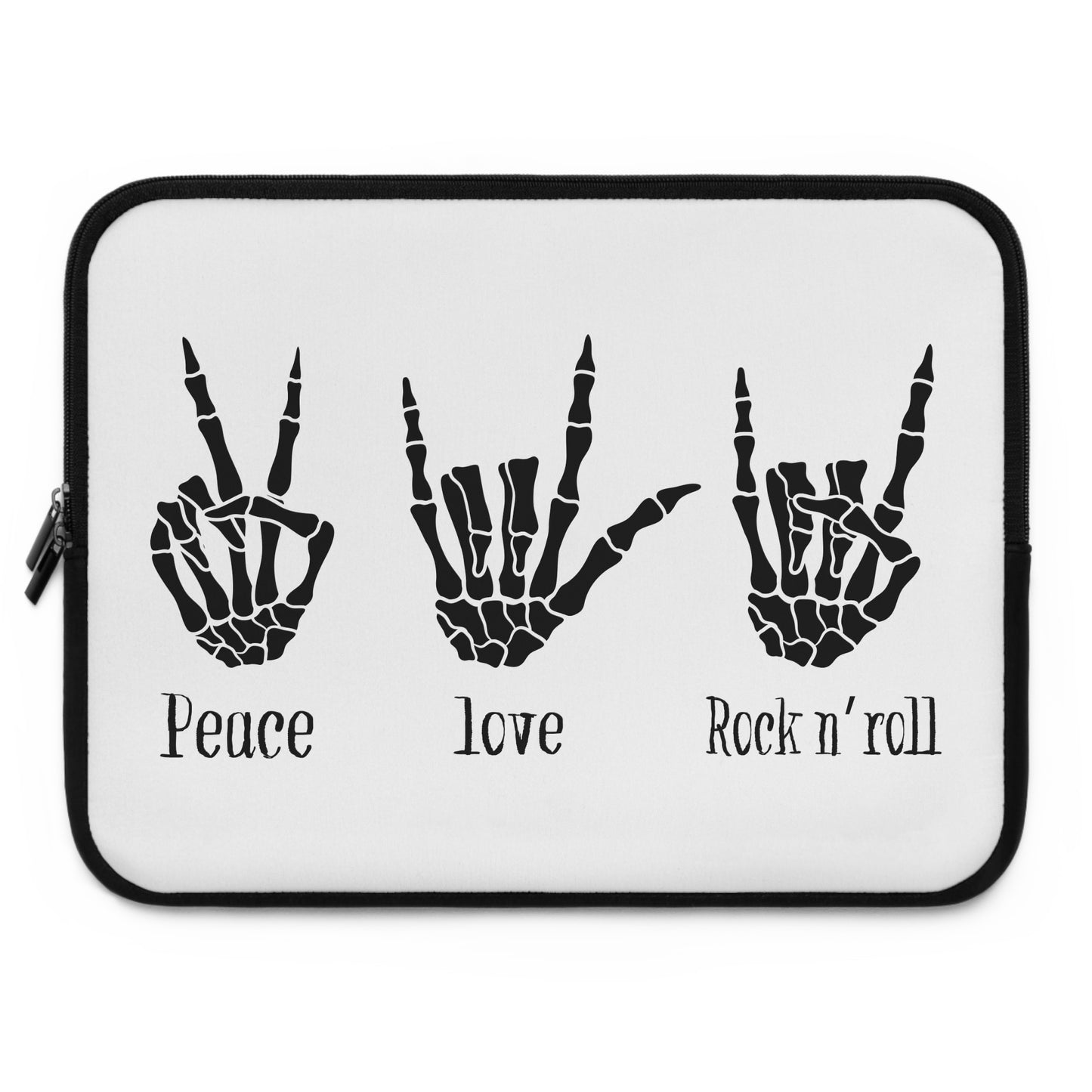 Rock and roll laptop sleeve with rock hand symbol - music-inspired tech accessory featuring protective design and bold attitude