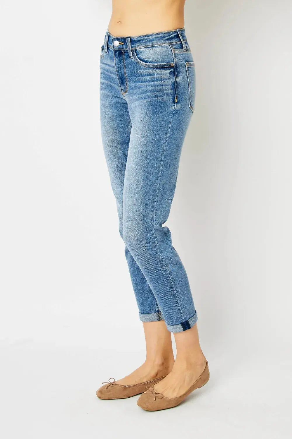 Full Size/Plus Size Cuffed Hem Slim Judy Blue Jeans