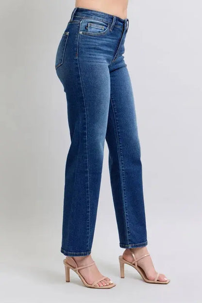 Plus Size Side Seam Detail Straight Leg Judy Blue Jeans