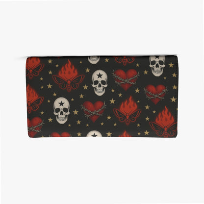 Starfall Skulls Clutch Wallet | Skulls + Cherries + Flames Print (Snap Closure)