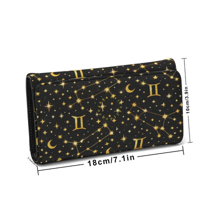 Gemini Starspell Clutch Wallet | Celestial Constellation Print (Gold on Black) | Snap Closure