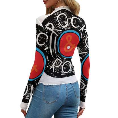 Rock & Roll Revival Mock Neck Mesh Top