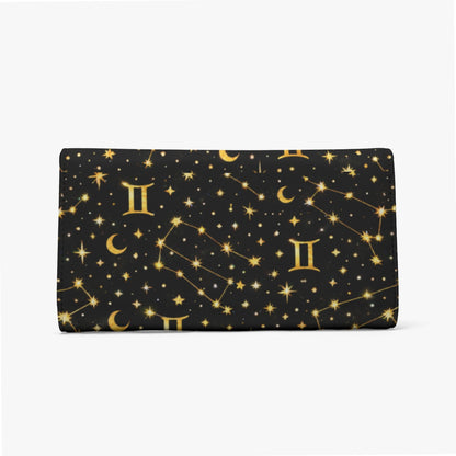 Gemini Starspell Clutch Wallet | Celestial Constellation Print (Gold on Black) | Snap Closure