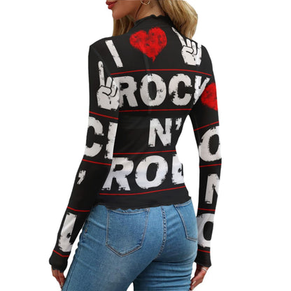 Rock N’ Roll Heart Mock Neck Mesh Top