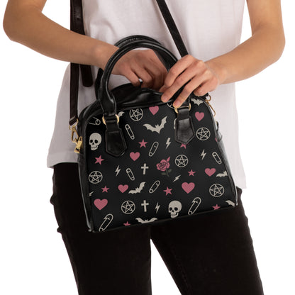 Pink Is the New Goth handbag in bold pink gothic style
Alternative fashion gothic purse in playful pink design
Edgy punk rock handbag with gothic pink motif