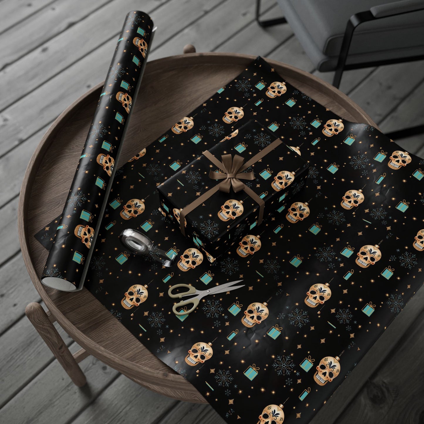 Sugar Cube Skull Christmas Wrapping Paper