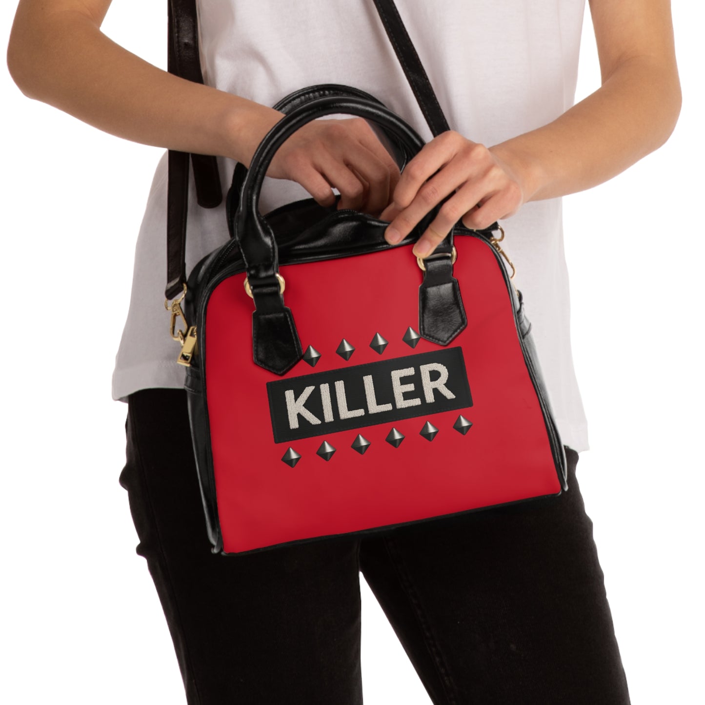 The Killer Looks Red Shoulder Handbag