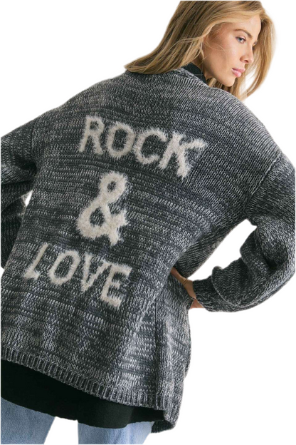 Long sleeve gothic knit cardigan in open-front style
Relaxed fit knit cardigan for punk rock layering
Alternative fashion cardigan in oversized gothic design