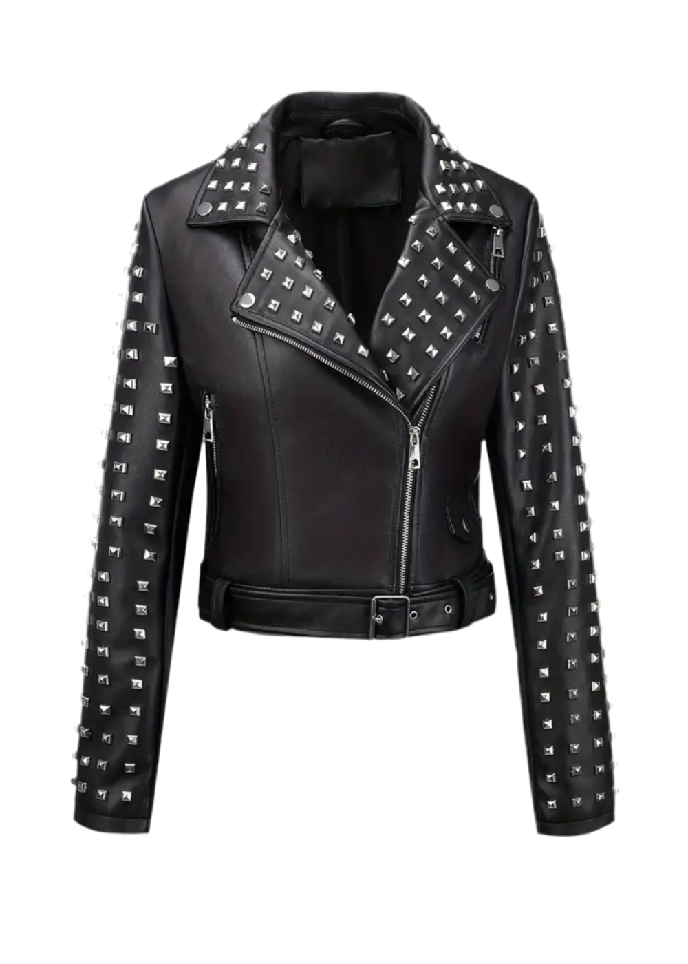 After Party Black Faux Leather All Over Stud Moto Jacket