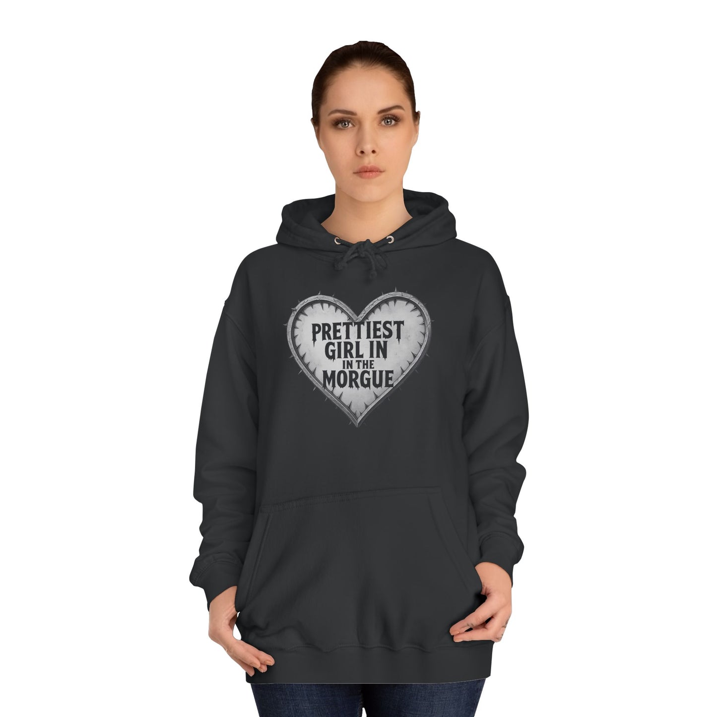 Prettiest Girl in the Morgue gothic hoodie with bold graphic

Alternative fashion punk rock hoodie

Edgy gothic pullover hoodie with rebellious print

 