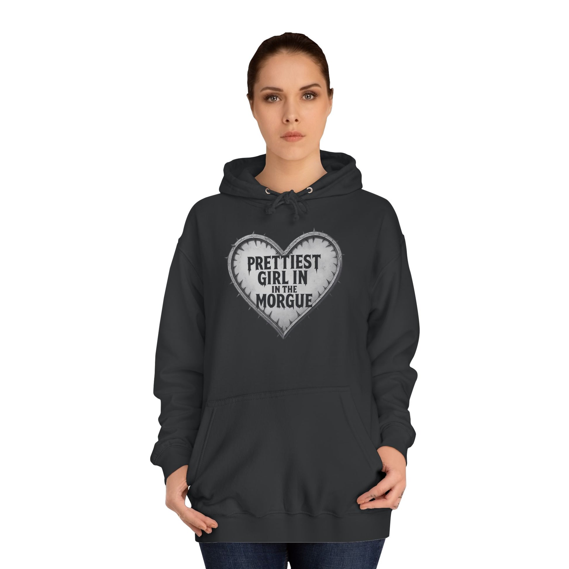 Prettiest Girl in the Morgue gothic hoodie with bold graphic

Alternative fashion punk rock hoodie

Edgy gothic pullover hoodie with rebellious print

 