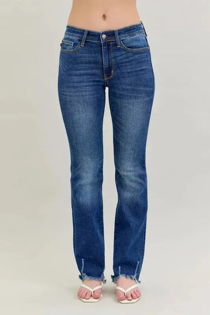 Full Size Mid-rise Non-distressed Hem Bootcut Judy Blue Jeans