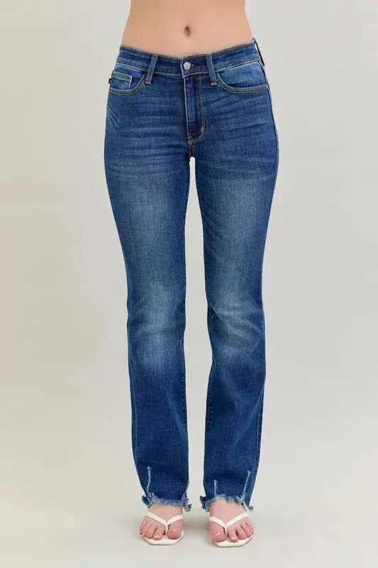 Full Size Mid-rise Non-distressed Hem Bootcut Judy Blue Jeans