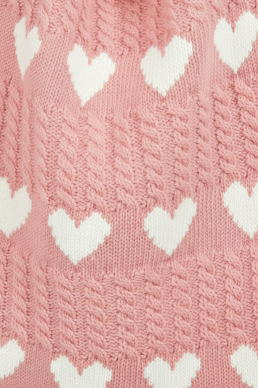 Crochet Knit Hearts Tote Bag