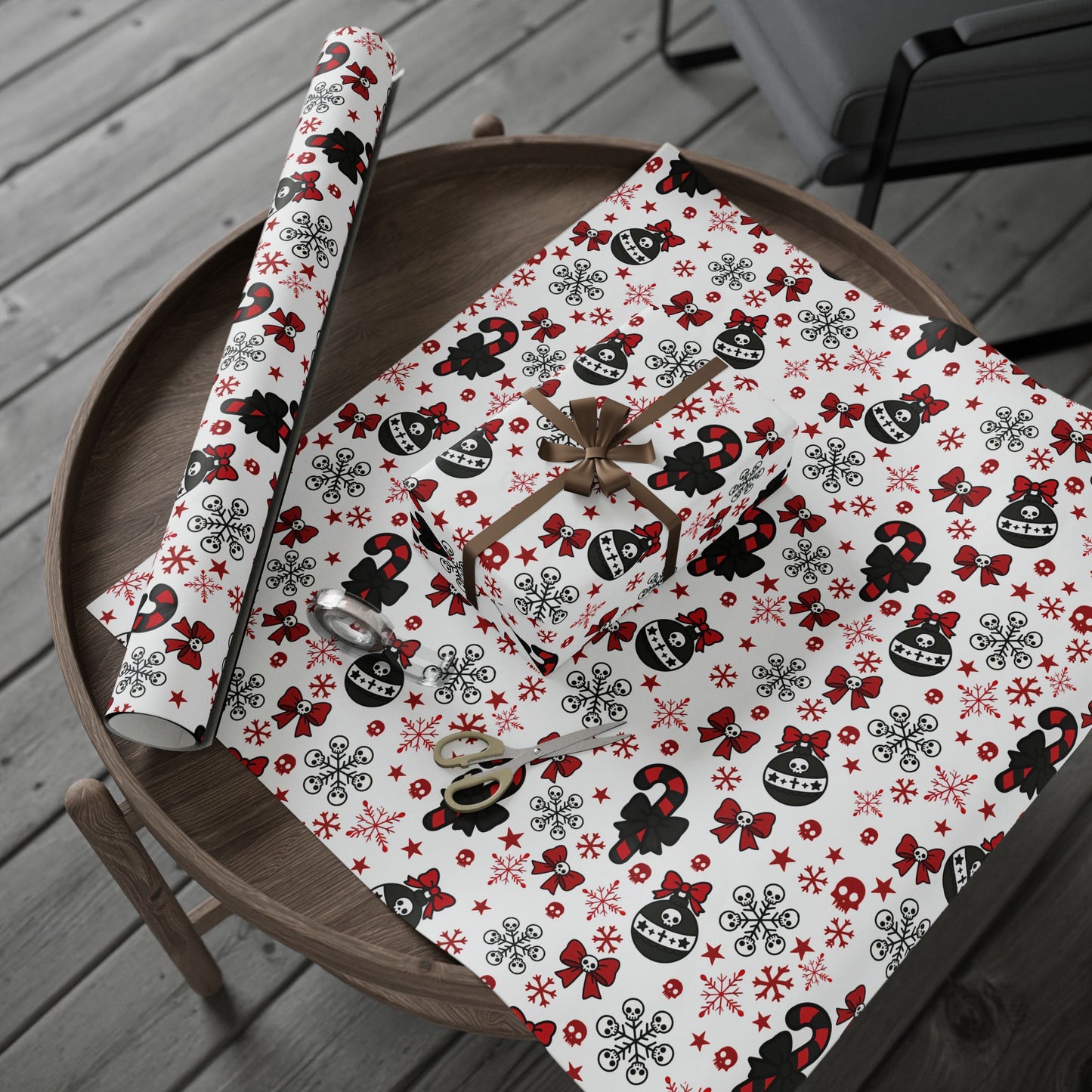 Walking With A Winter Skeleton Holiday Wrapping Paper - Pack of 10