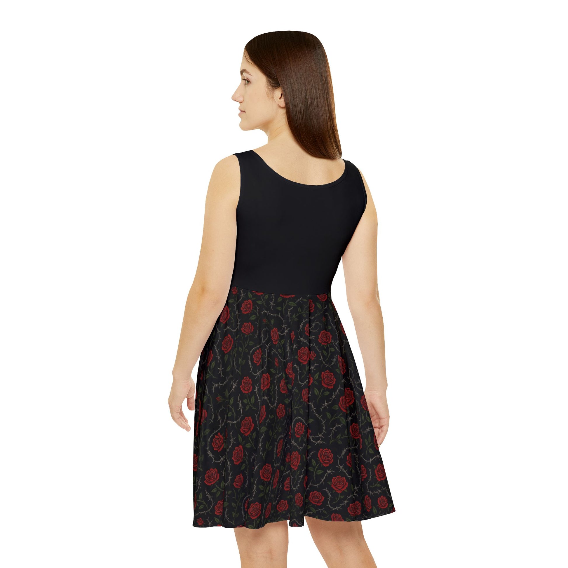 Gothic skater dress with rose and thorn print
Alternative fashion skater dress with roses and thorns