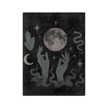 Moonveil gothic blanket with moon and crystal motif
Alternative fashion velveteen blanket for gothic home decor
Edgy punk rock microfiber throw in mystical moon design

