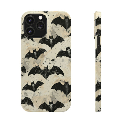 Alternative bat pattern phone case - protective tech accessory featuring playful gothic design