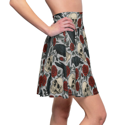 Gothic skater skirt with raven design
Alternative fashion skirt with bird and skull motif