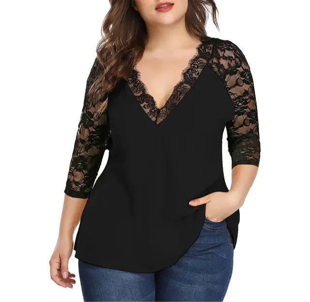 Nightlace gothic lace blouse with long sleeves

Alternative fashion lace top for women

Edgy punk rock lace blouse in black