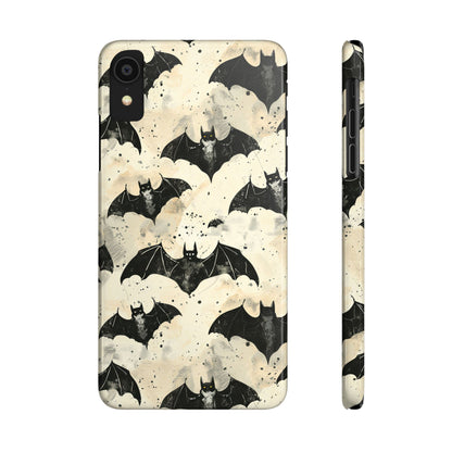 Alternative bat pattern phone case - protective tech accessory featuring playful gothic design