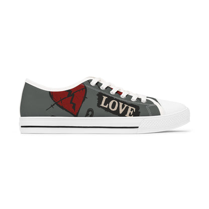 Barbed Love sneakers with gothic barbed heart motif
Edgy punk rock sneakers with barbed-wire heart design
Alternative fashion sneakers with rebellious gothic edge