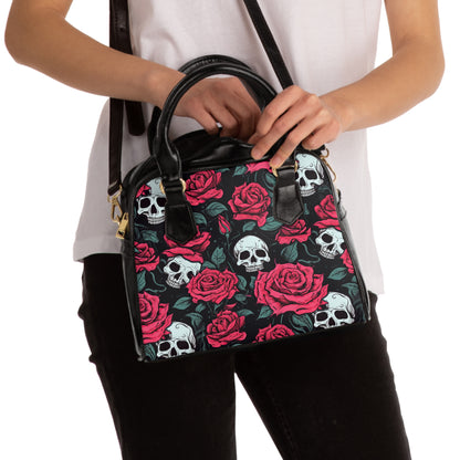 Bolso de mano con calavera punk rosa
