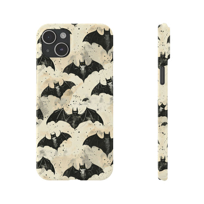 Alternative bat pattern phone case - protective tech accessory featuring playful gothic design