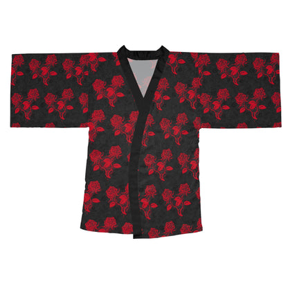 Rockin’ Rose gothic kimono with rose motif

Alternative fashion punk rock kimono

Edgy gothic layering kimono with floral design
